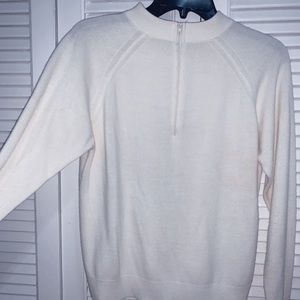 Retro white super soft quarter zip sweater
